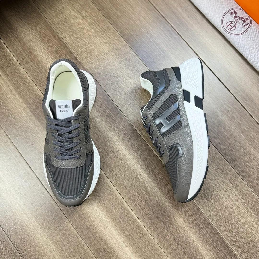 [HERMES] Hermès men's shoes 💰520💰 - High-end quality original order - Upper: 🔝 tumbled calfskin, high mercerized striped fabric, sewn brand H totem - Lining: water-dyed cowhide - Outsole: ultra-light T men's shoes 💰U foam rubber; two-color molded outsole - Super high quality control, fine workmanship: highlighted (high-end, luxury, grade) -Size :38-44 (45, customized)